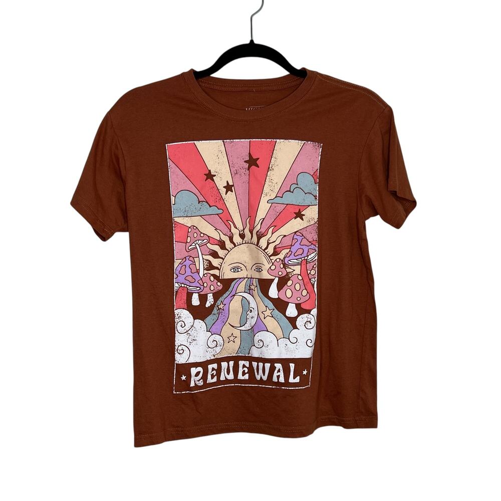 Mighty Fine Orange Renewal Graphic Short Sleeve Tee Size Small